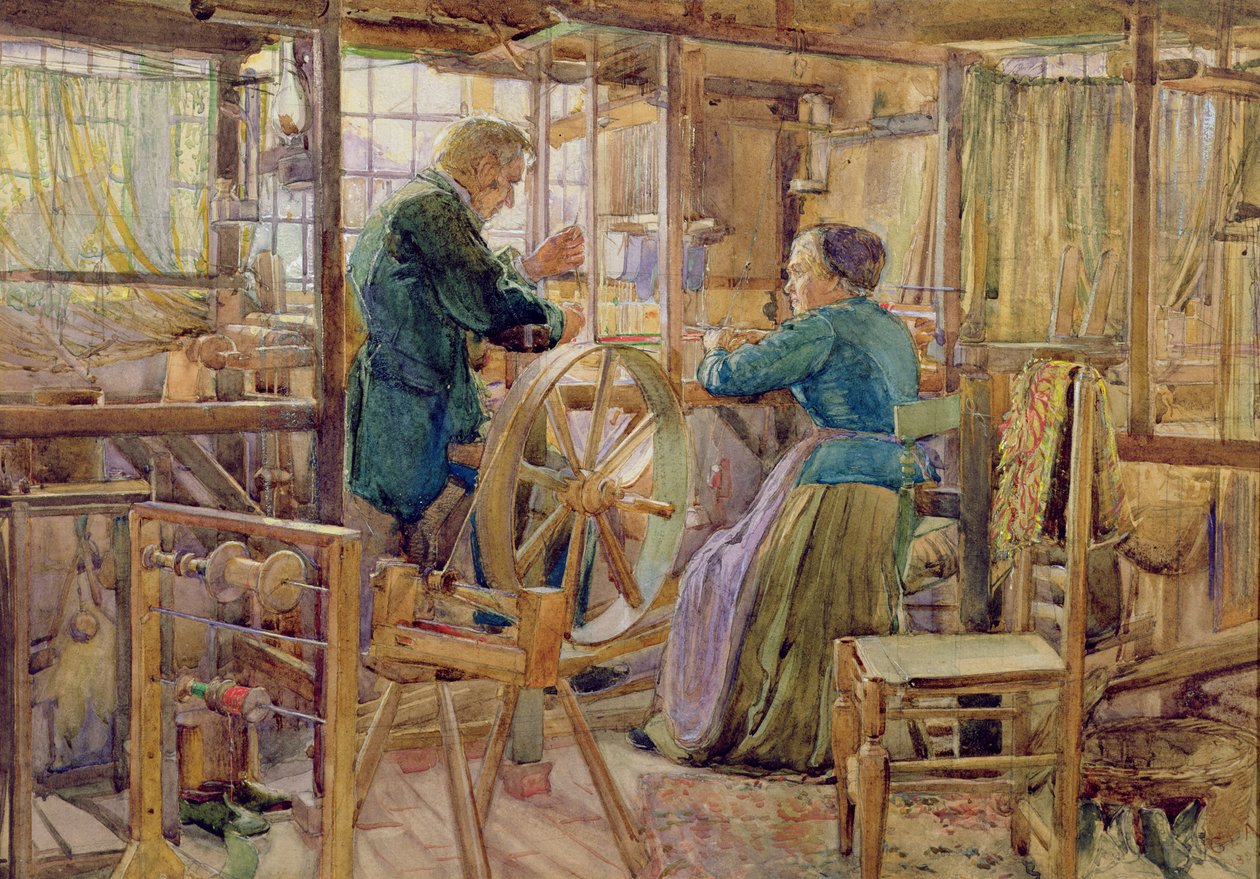 Weavers, i Coventry, 1895 (wc og gouache på papir) av George Lilly Anderson
