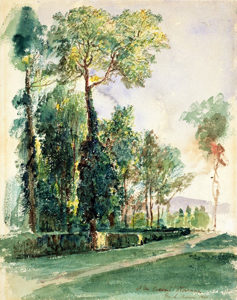 At the Cascine, Firenze, 1845 (wc på papir) av George Loring Brown