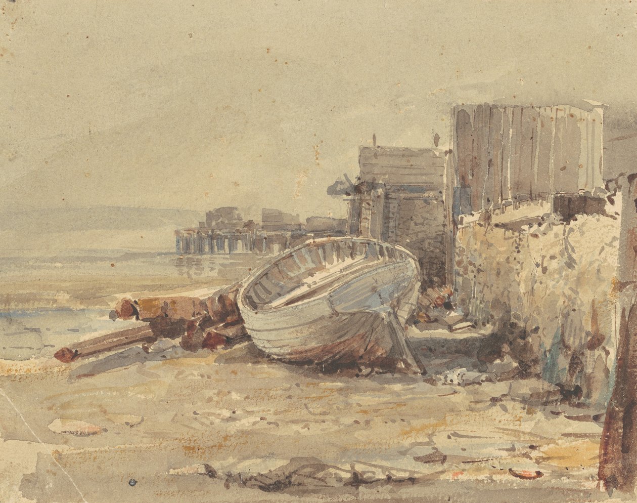 Strandet fartøy, ca. 1880 av George Loring Brown