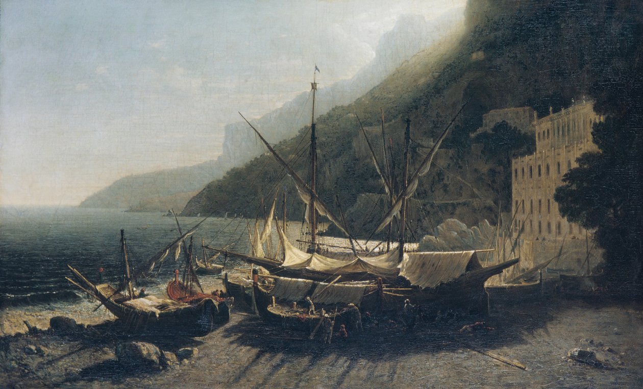 Utsikt ved Amalfi, Salernobukta, 1857. av George Loring Brown