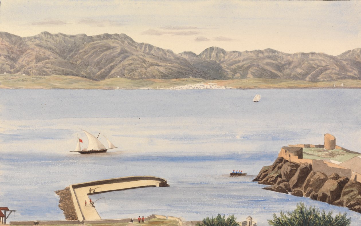 Rosia Bay, Gibraltar og Algeciras, Spania av George Lothian Hall