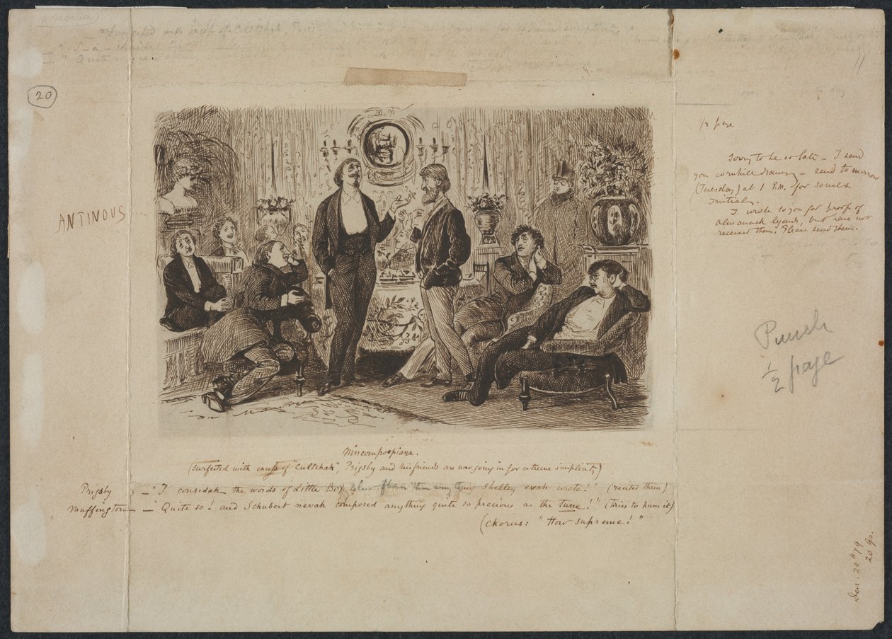 Nincompoopiana, Illustrasjon for Punch, ca. 1879. av George Louis Palmella Busson Du Maurier