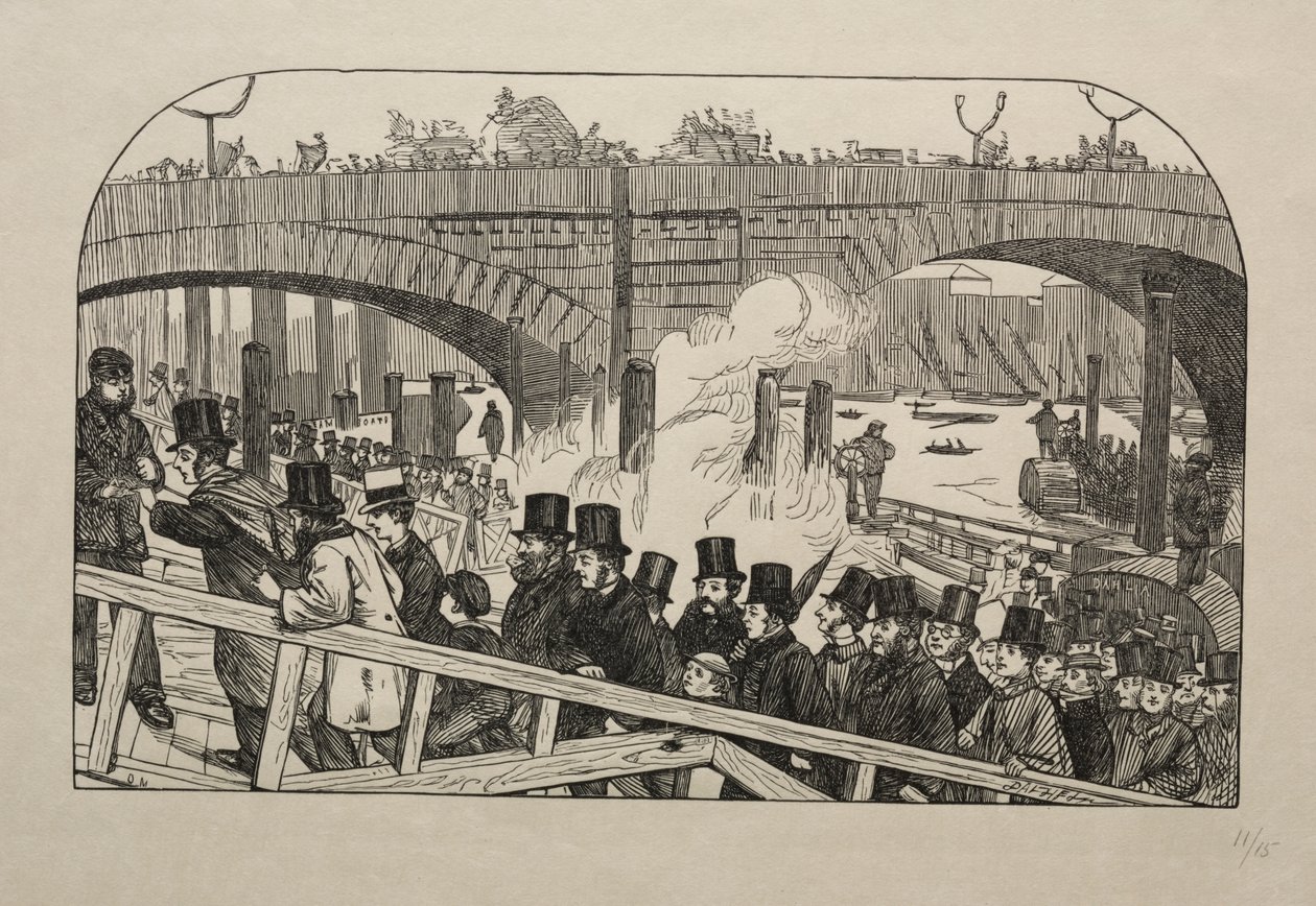 The Living Stream på London Bridge - Under the Bridge av George Louis Palmella Busson Du Maurier