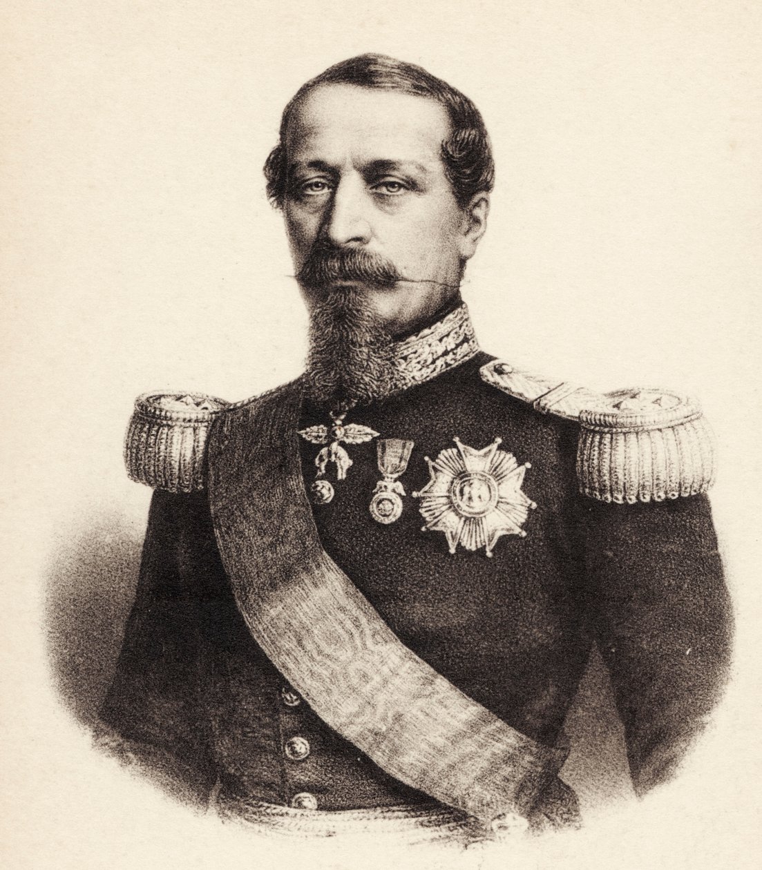 Portrett av den franske keiseren Napoleon III (postkort) av Bartolome Esteban and studio Murillo