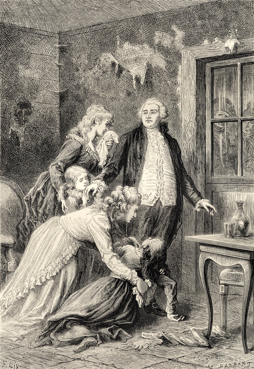 Kongens farvel til familien hans i januar 1793 (gravering) av Bartolome Esteban and studio Murillo