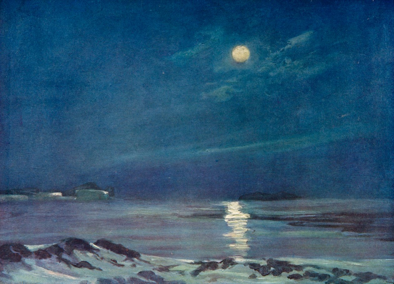 Fullmåne om vinteren, c1908, 1909 av George Marston