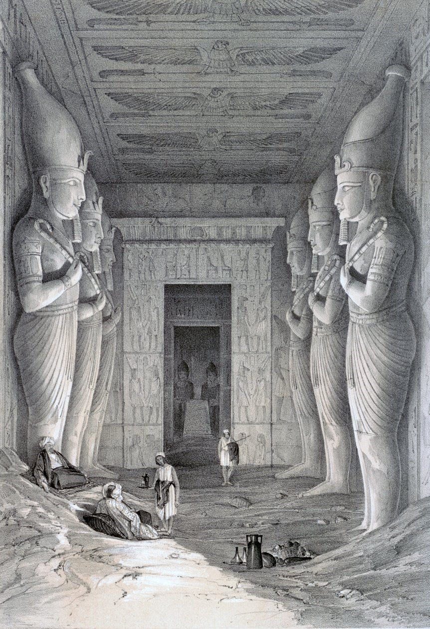 Interiør av det store tempelet, Abu Simbel, 1800-tallet av George Moore