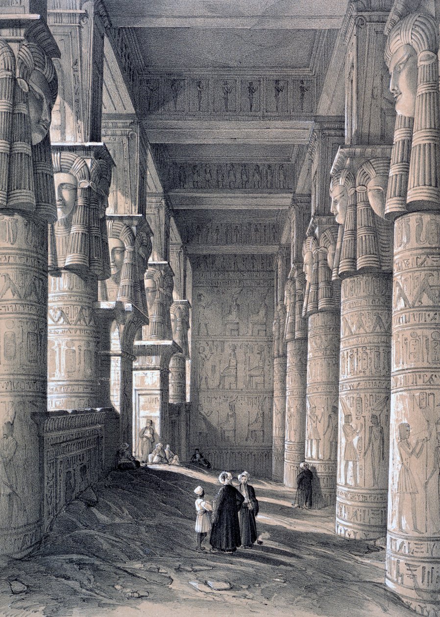 Interiøret i det store tempelet, Denderah, Egypt, 1843 av George Moore