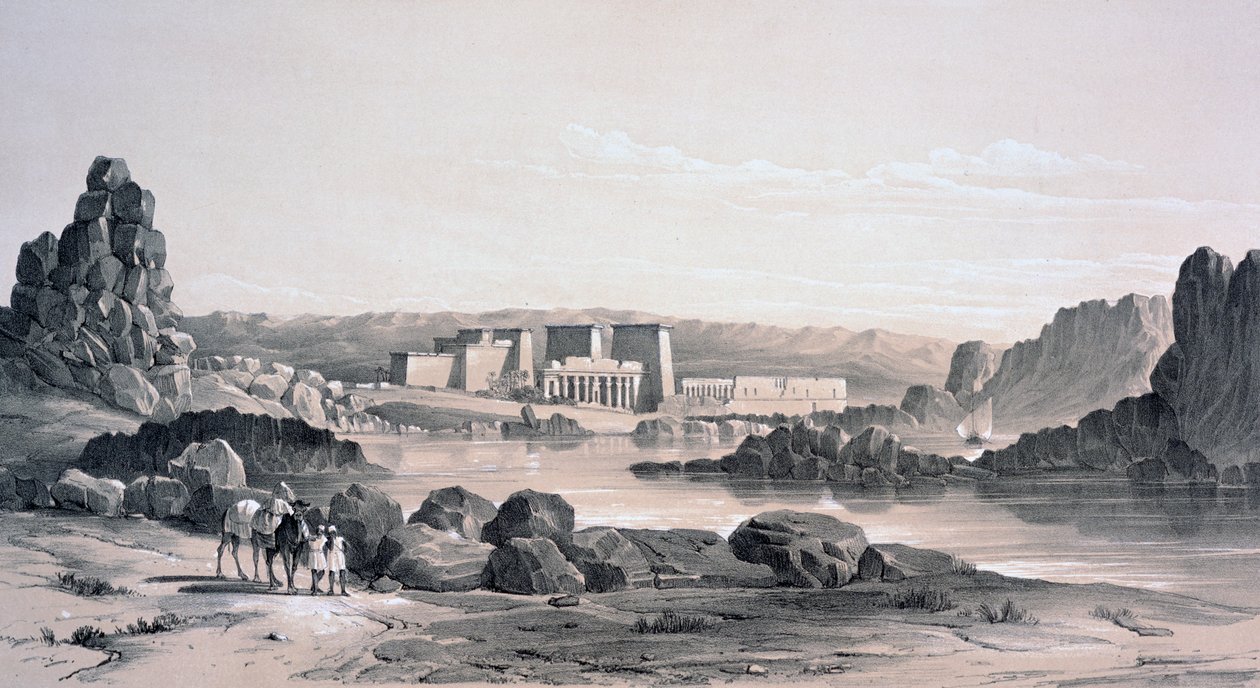Philae, Ser sørover, Egypt, 1843 av George Moore