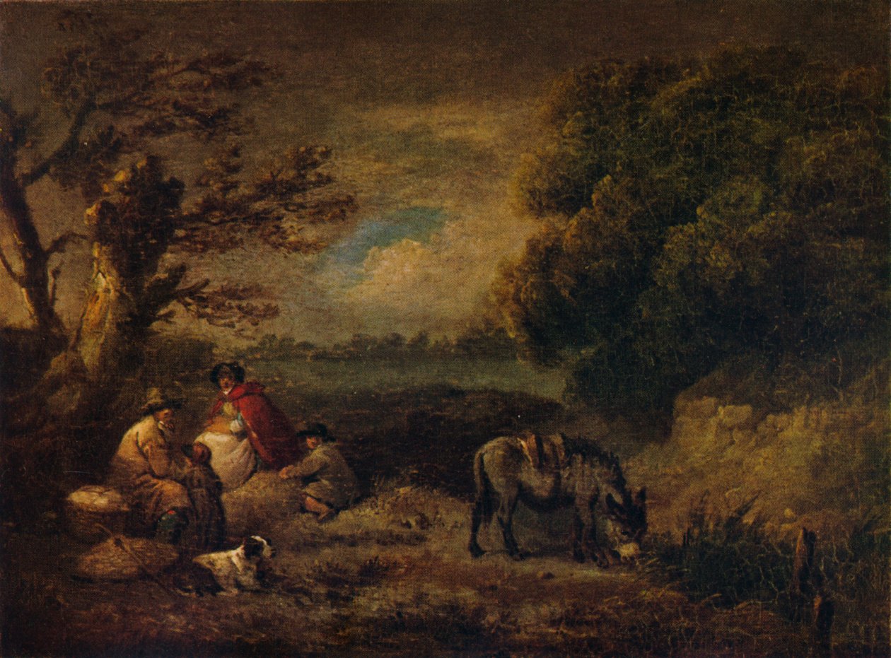 Sigøynere hviler med esel, 1795 av George Morland