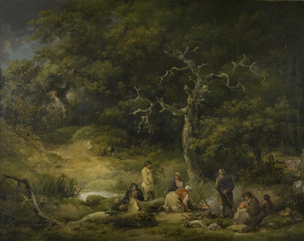Gypsies in a Landscape, ca. 1790 (olje på lerret) av George Morland