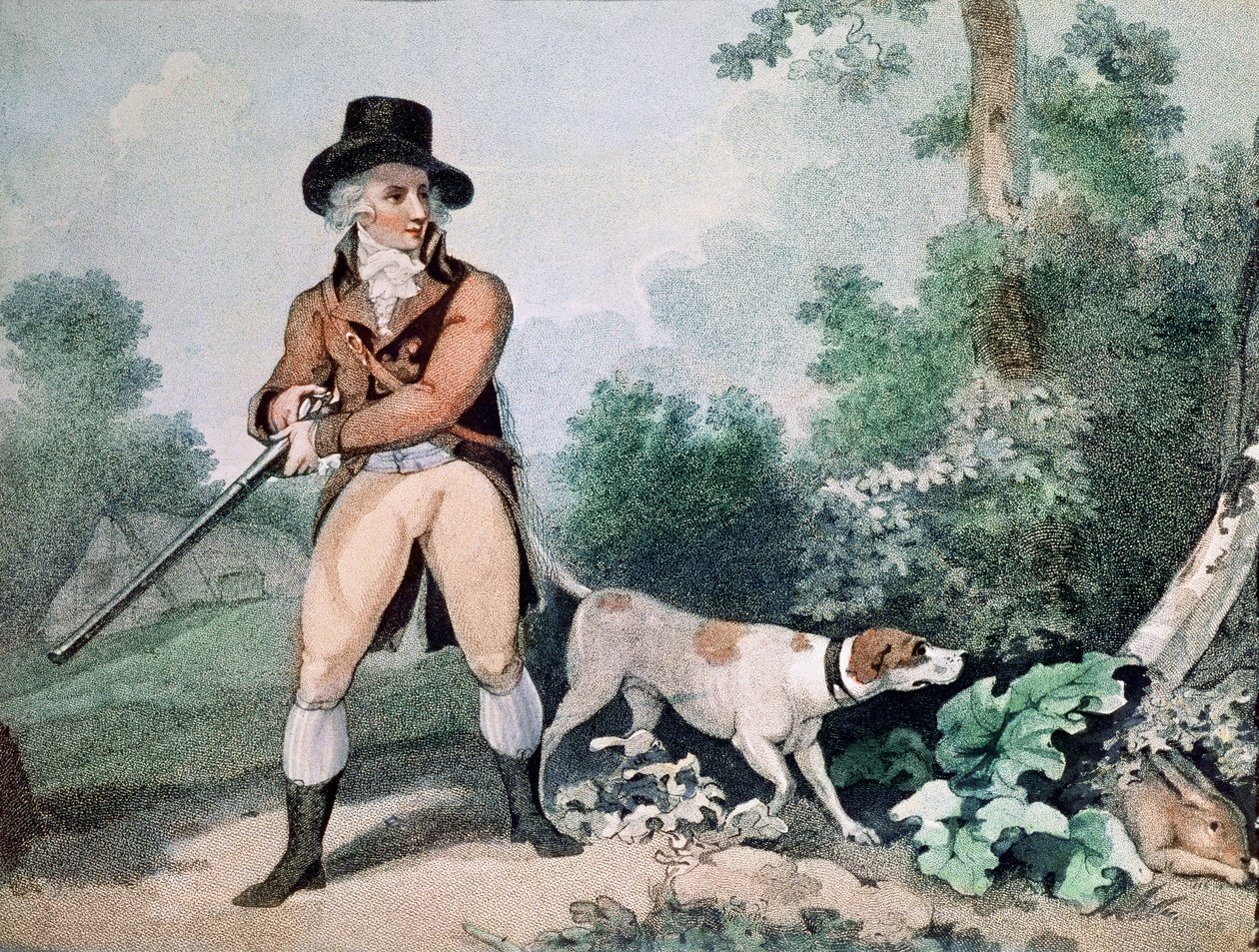 Hareskyting gravert av C. Cotton (stippgravering) av George Morland