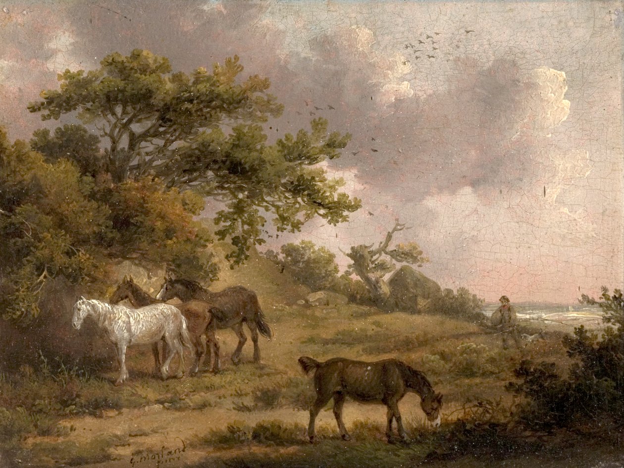 Landskap med fire hester av George Morland