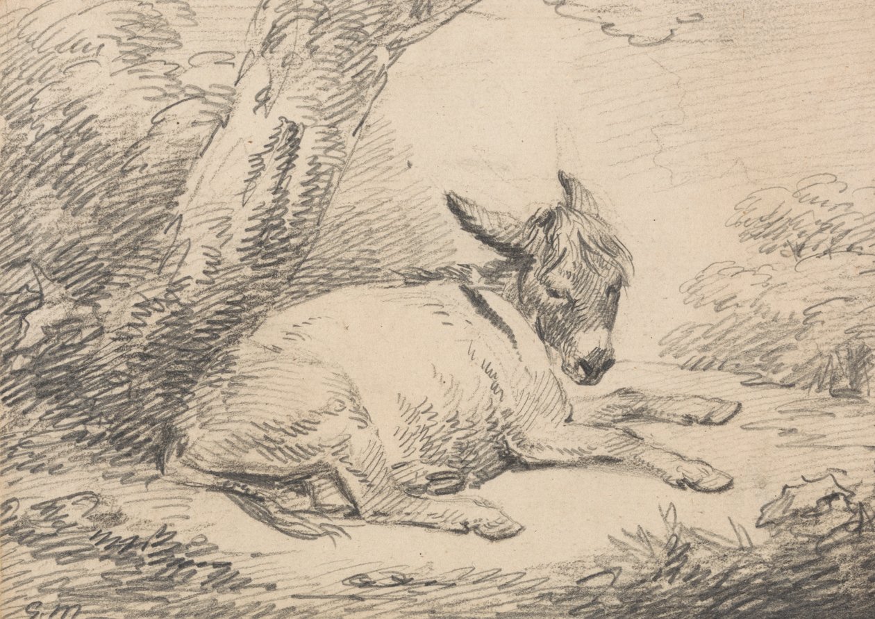 Studie av et esel under et tre av George Morland