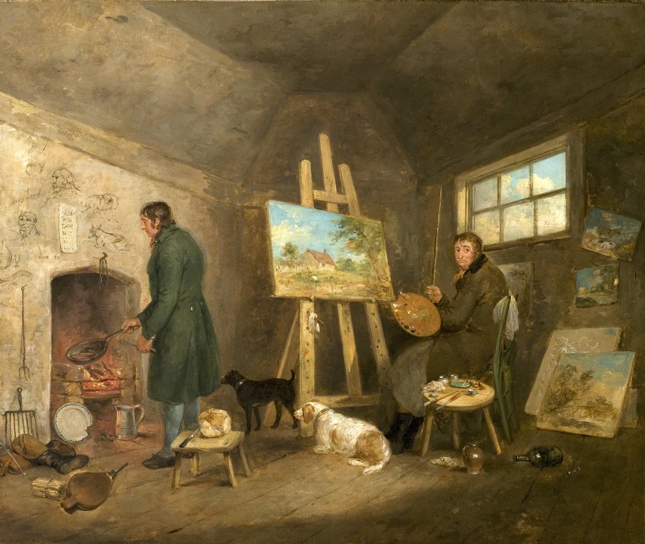 The Artist in His Studio and His Man Gibbs, 1802 av George Morland