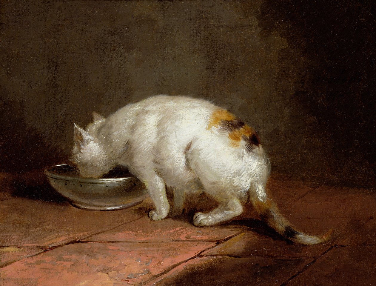 Kunstnerens katt som drikker av George Morland
