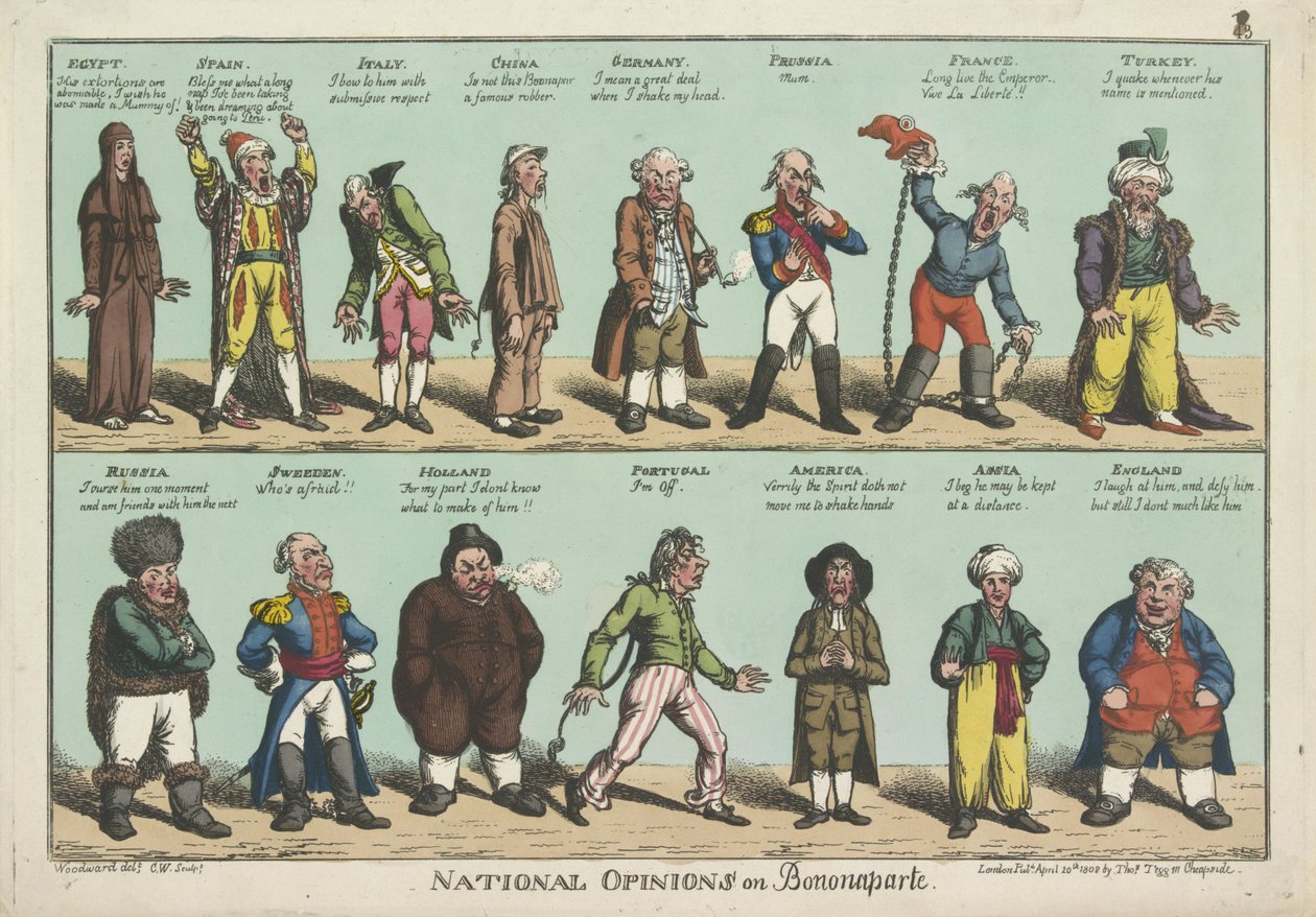Nasjonale meninger om Napoleon Bonaparte av George Moutard (after) Woodward