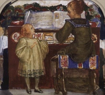 Et musikalsk mellomspill (akvarell) av George Murray