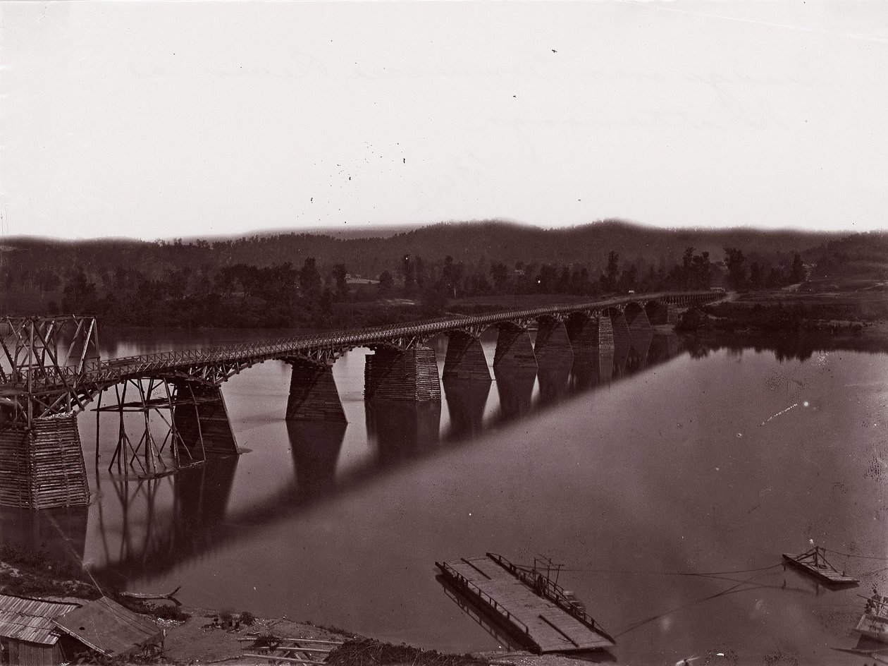 Bro over Tennessee River ved Chattanooga, ca. 1864. av George N. Barnard