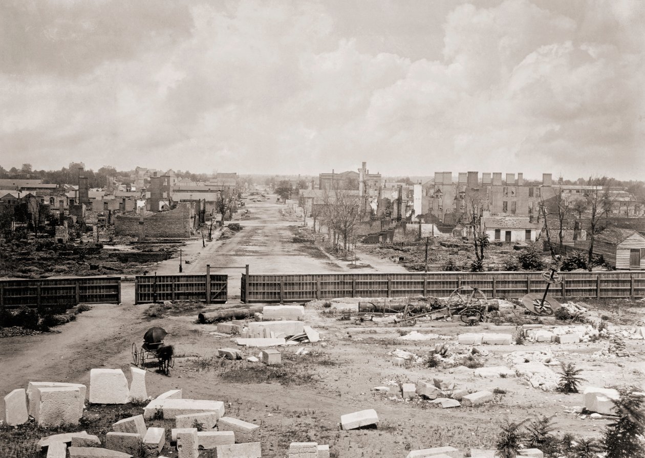 Columbia, South Carolina, USA etter brann i 1865 (s/hvitt-bilde) av George N. Barnard