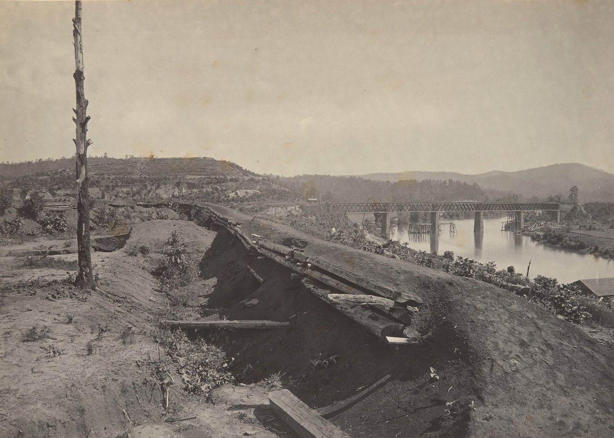Forsvar av Etawah-broen, 1860-tallet. av George N. Barnard