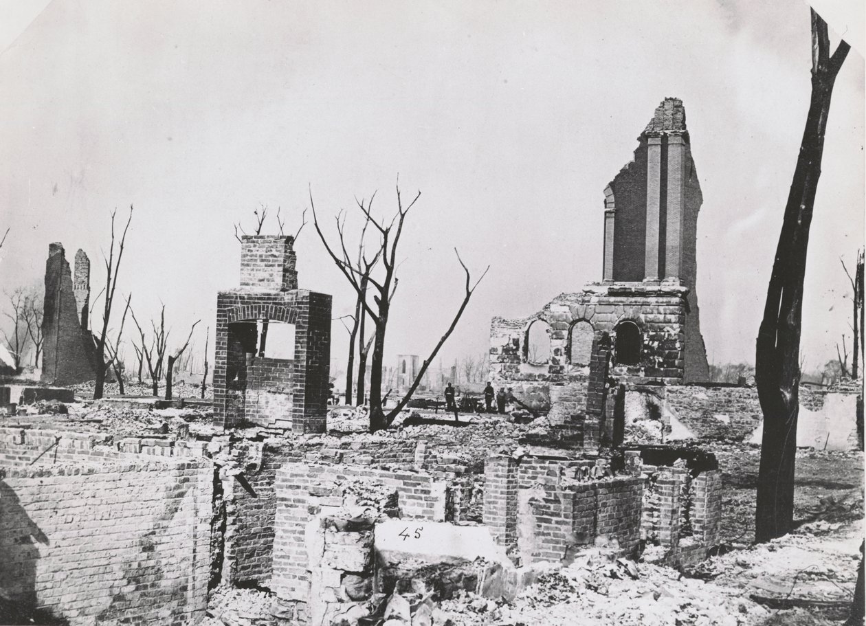 Ruinene av Chicago Historical Society-bygningen etter Great Chicago Fire, 1871 av George N. Barnard