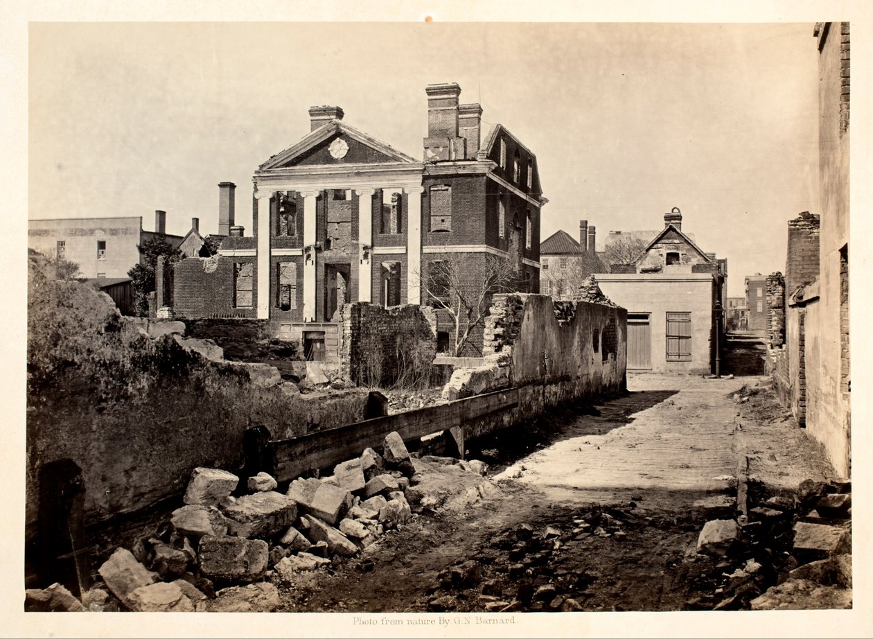 Ruiner av Pinckney Mansion, Charleston S.C av George N. Barnard