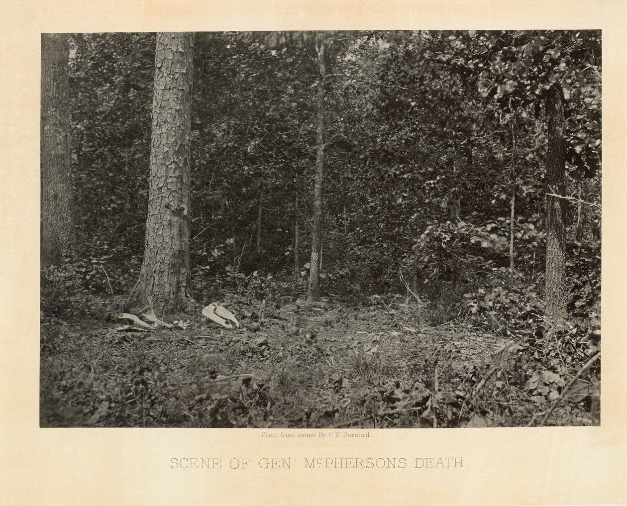 Scene av general McPhersons død, Georgia, fra fotografiske visninger av Shermans kampanje av George N. Barnard