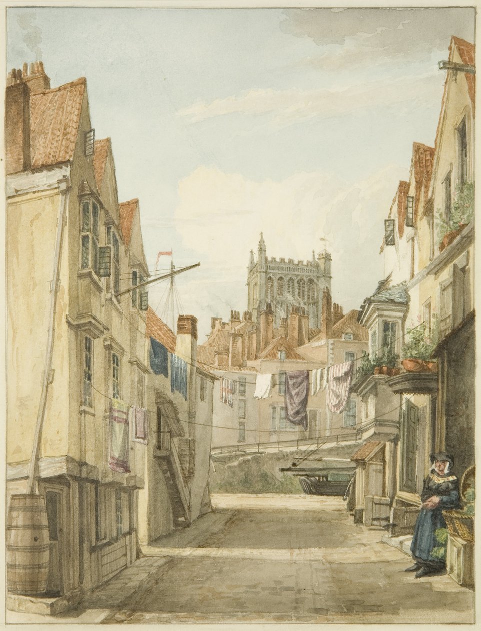 Alderskey Lane (blyant og akvarell på papir) av George Orleans Delamotte
