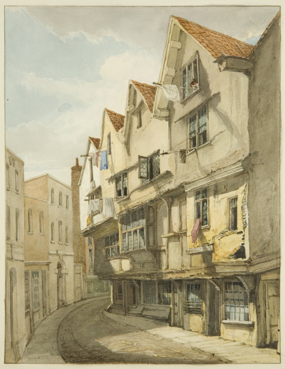 Baldwin Street (blyant og akvarell på papir) av George Orleans Delamotte