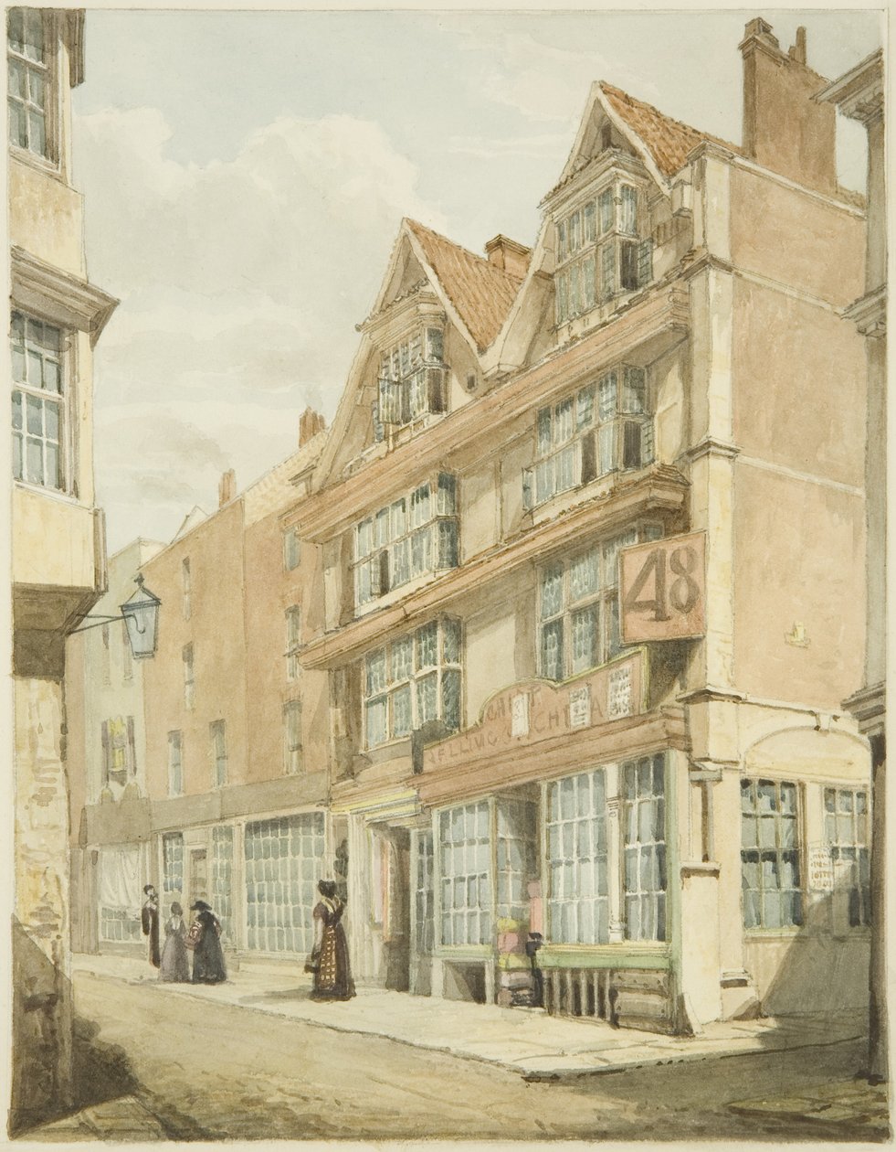 South Side, Wine Street (blyant og akvarell på papir) av George Orleans Delamotte