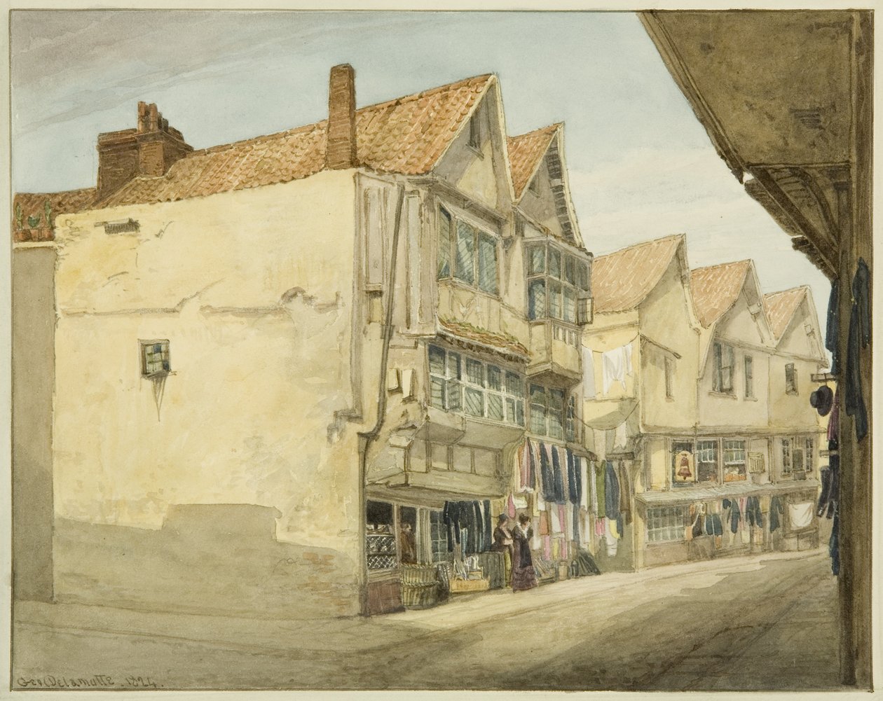 The Pithay (blyant og akvarell på papir) av George Orleans Delamotte