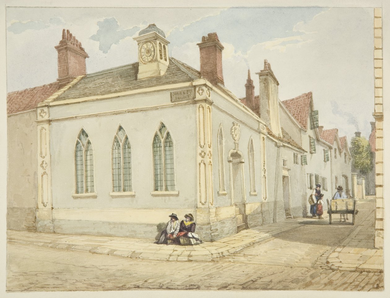Trinity Chapel and Almshouse (blyant og akvarell på papir) av George Orleans Delamotte