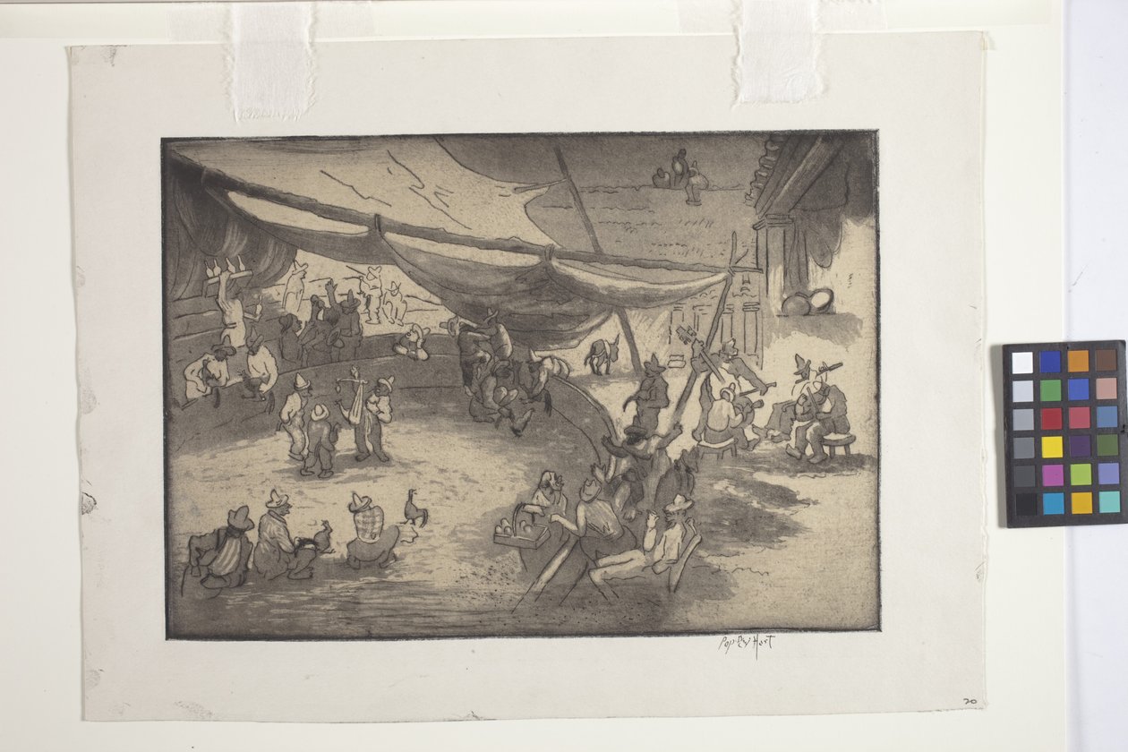 Matching og veiing av fuglene (etsing, mykmalt etsing og akvatint på kremvevd papir) av George Overbury