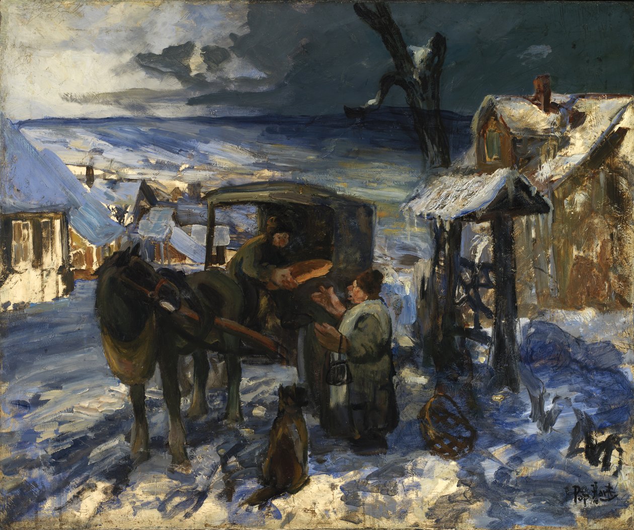 Landsbyscene, slutten av 1800-begynnelsen av 1900-tallet. av George Overbury Hart