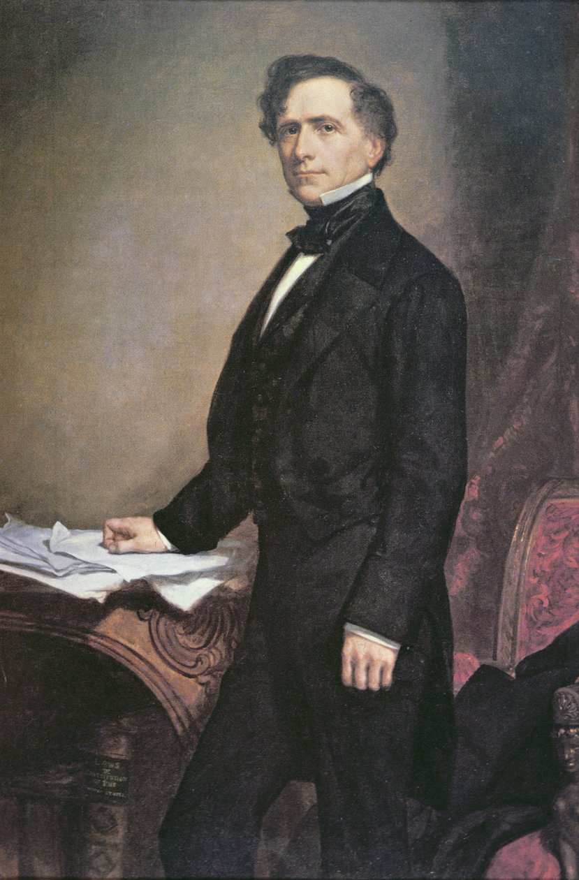 Franklin Pierce (1804-69) (litho-farge) av George Peter Alexander (after) Healy