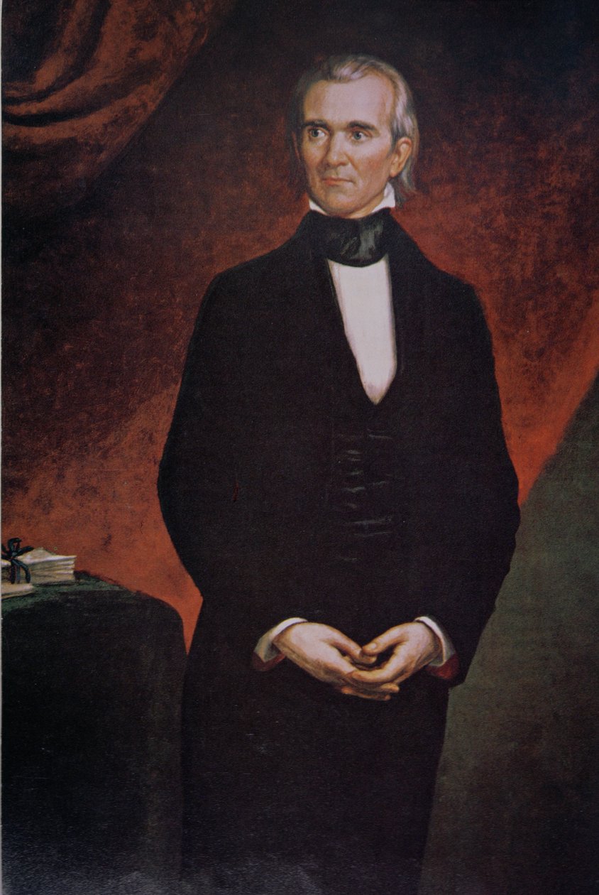 James Knox Polk (1795-1849) (litho-farge) av George Peter Alexander (after) Healy