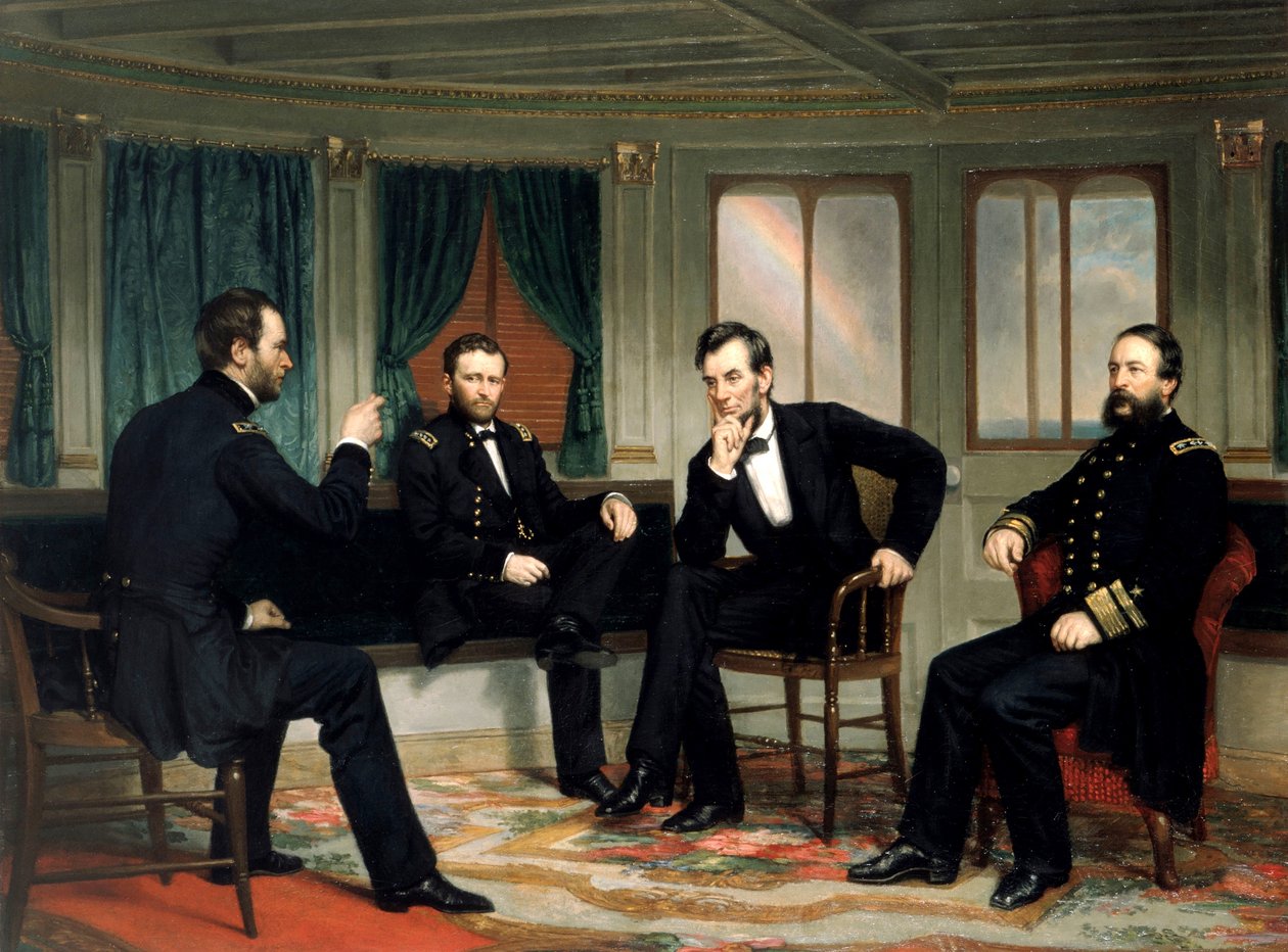 The Peacemakers, pub. 1868 (farge litho) av George Peter Alexander (after) Healy