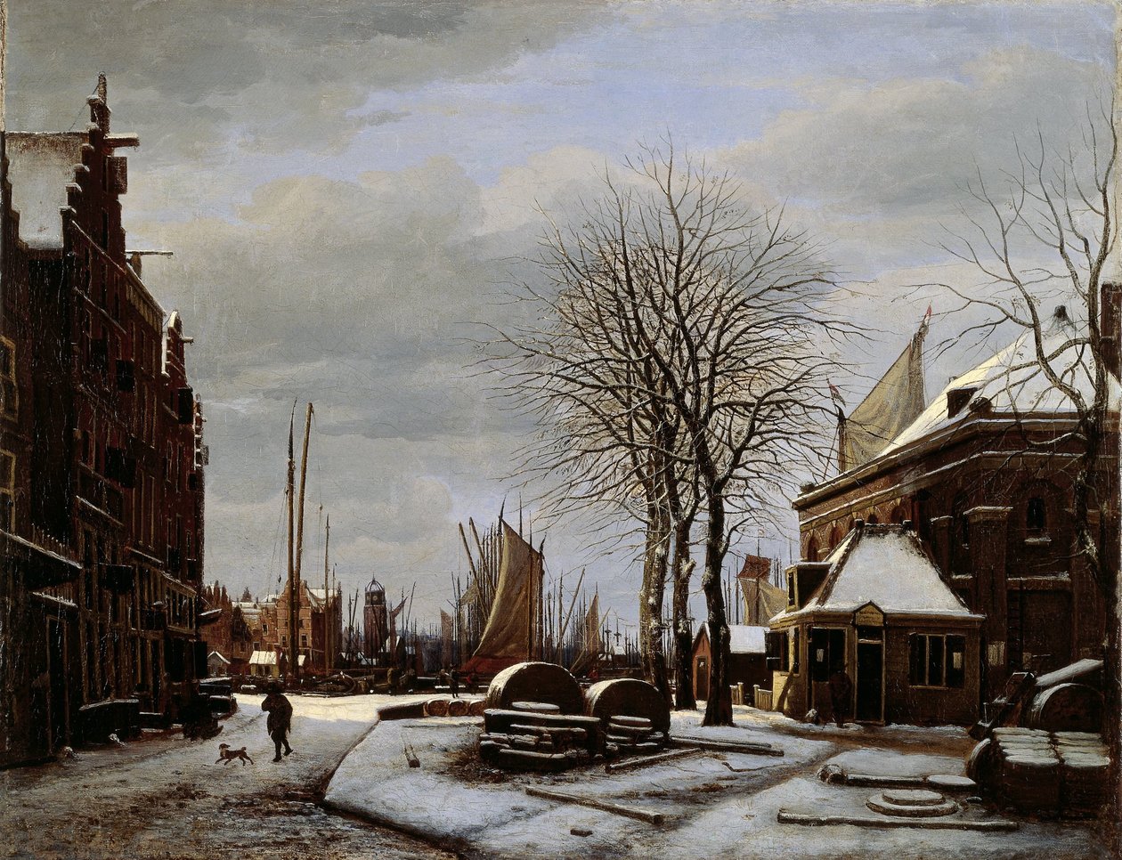 Slijpsteenmarkt (Whetstone Market) i Amsterdam med bygningen 