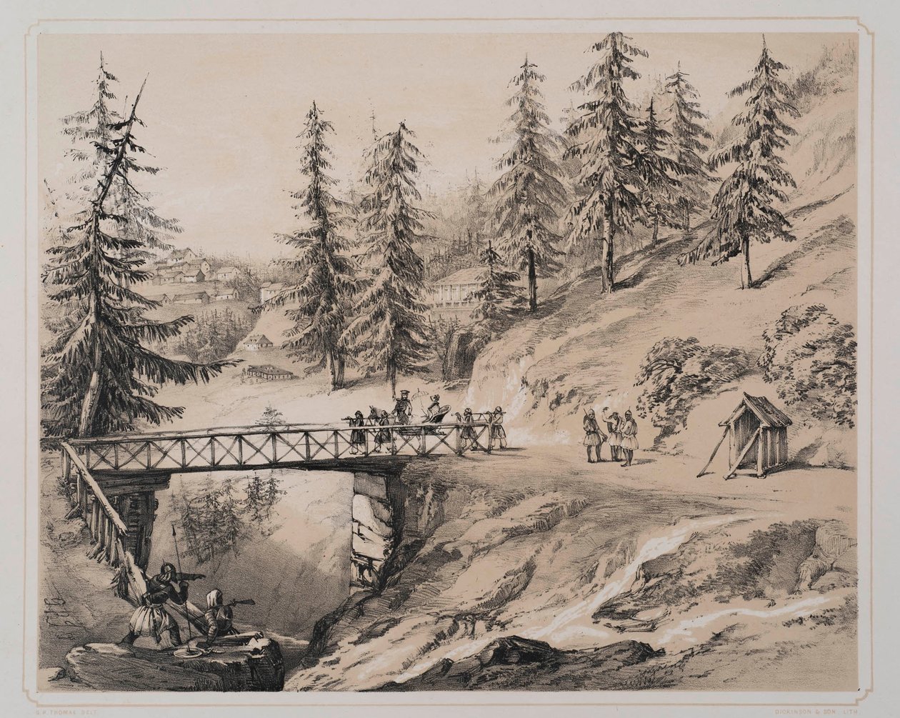Combermere Bridge, Abbeville og Barretts Boarding House, 1846 av George Powell Thomas