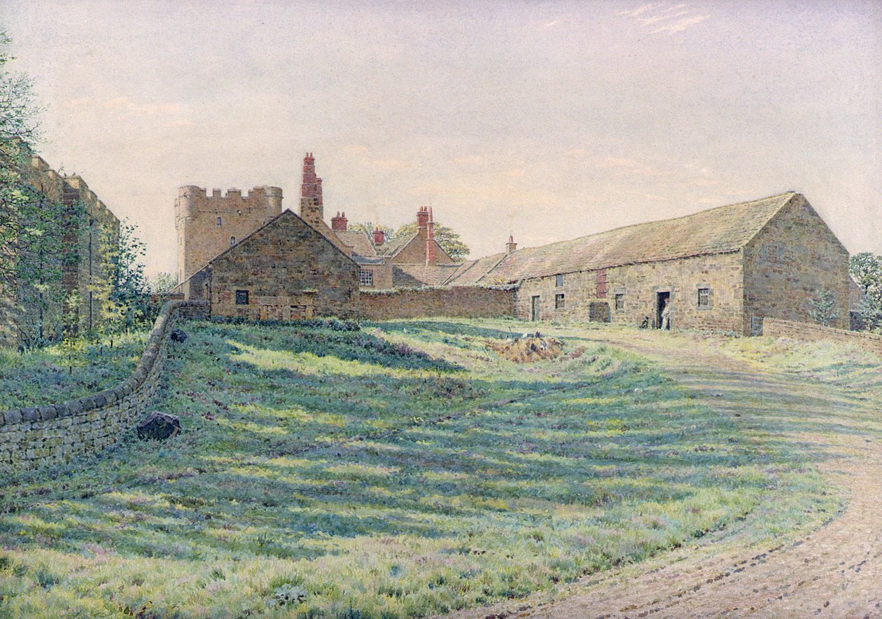 Halton Castle, Northumberland, østlig aspekt, 1800-tallet (akvarell) av George Price Boyce