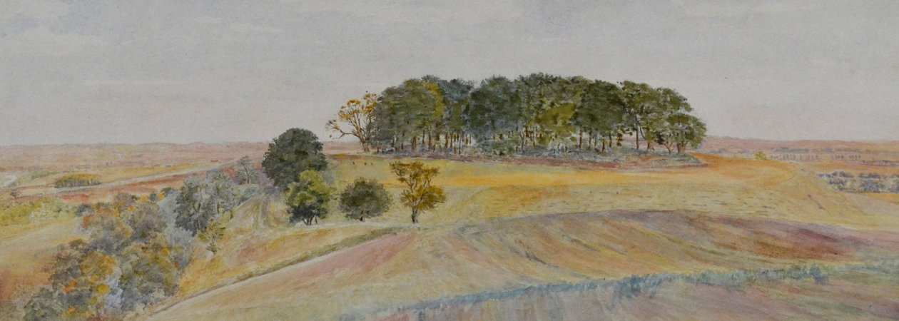 En av Wittenham Clumps eller Sinodun Hills, Berkshire, ca. 1870-90 (akvarell) av George Price Boyce
