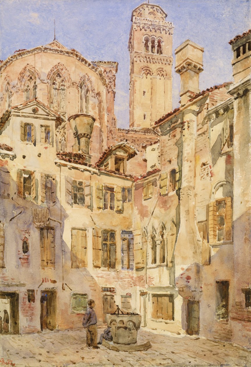 Frari-kirken, Venezia, fra Campiello San Rocco, 1854 av George Price Boyce