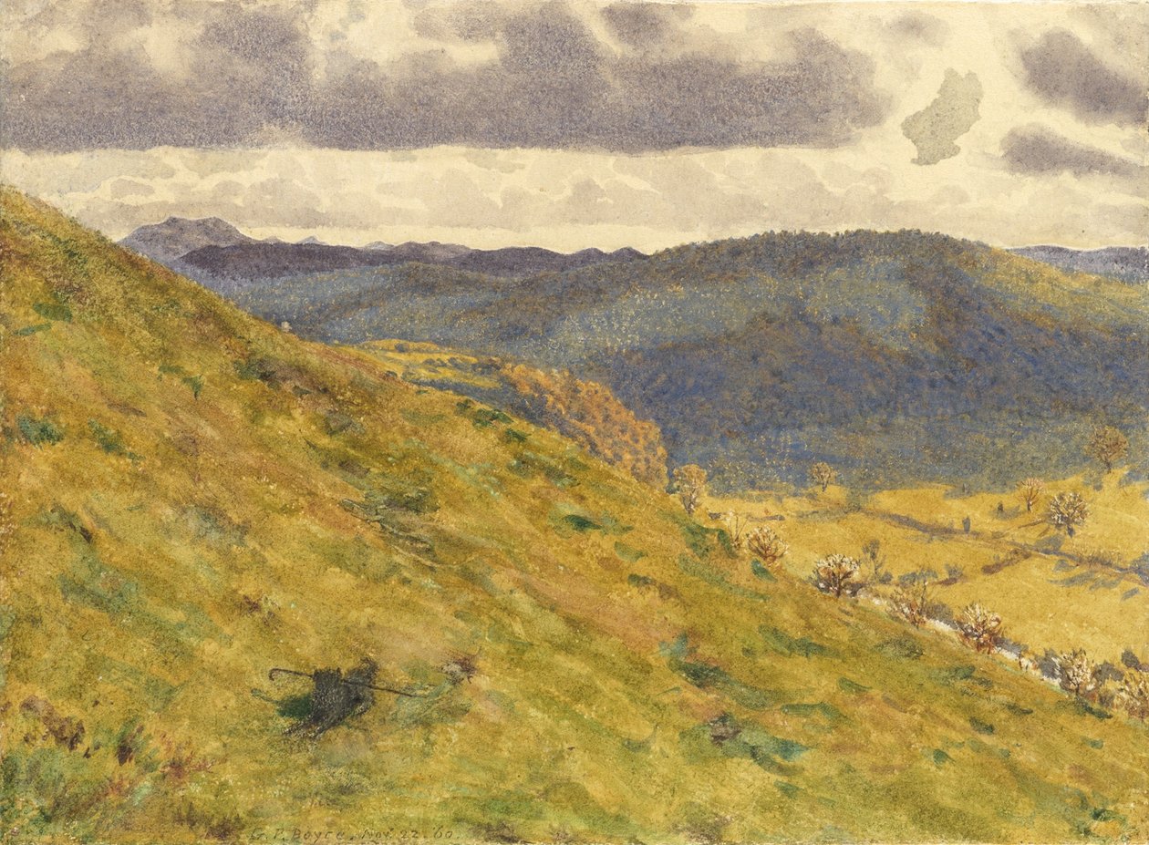 Valley of the Teme, a Sunny November Morning, 1960 (wc på papir) av George Price Boyce