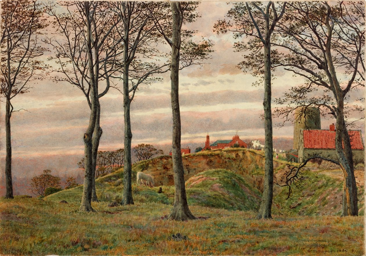 Windmills Hill, Gateshead, 1864 (blyant og wc på papir) av George Price Boyce
