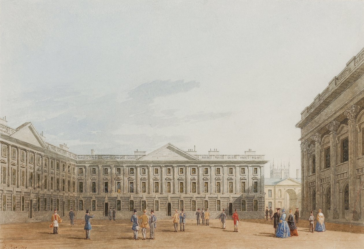 Peckwater Quad ser øst, Christ Church, Oxford, 1850 (blekk og wc på papir) av George Pyne
