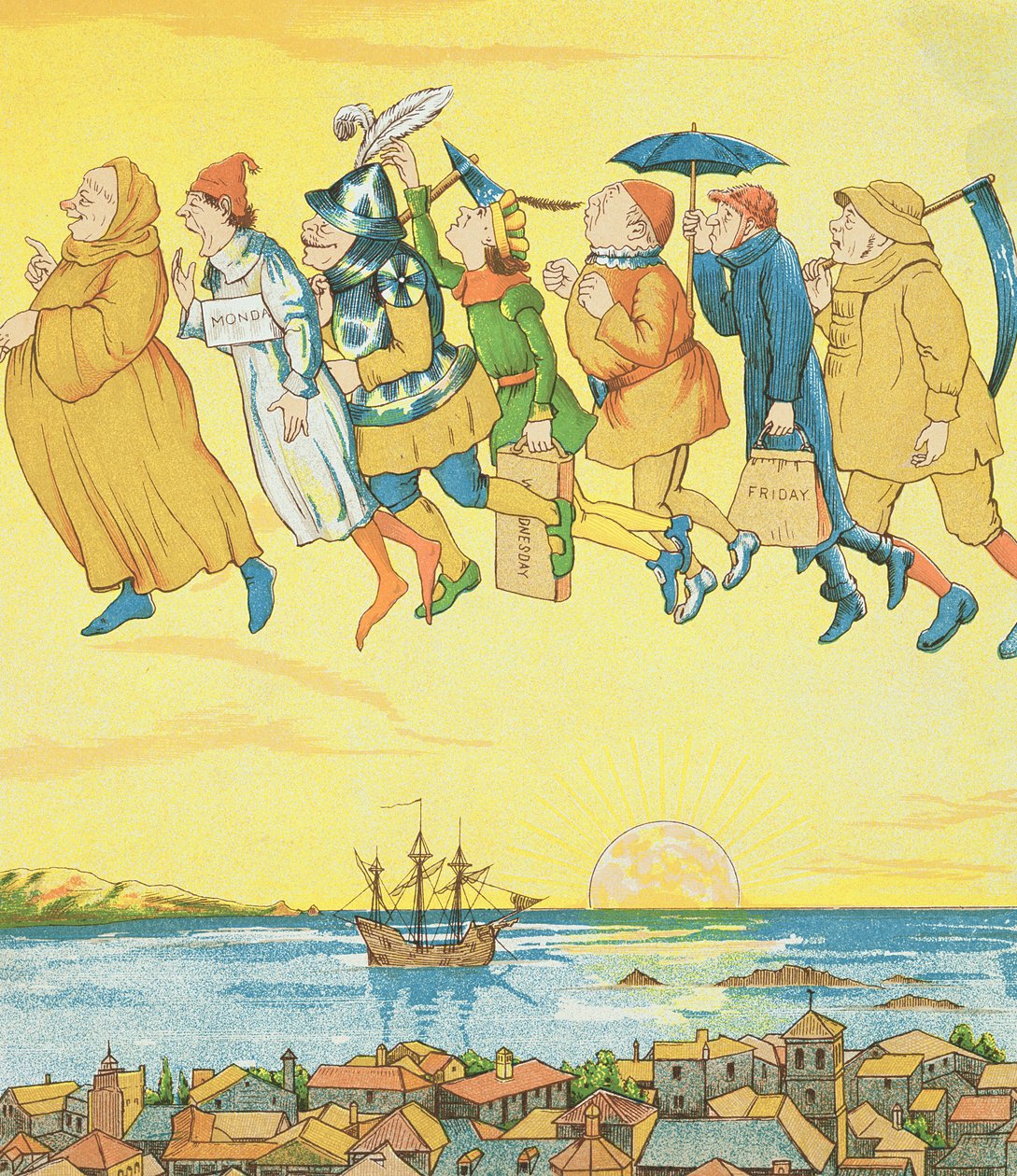 Ukens dager, illustrasjon fra Rumpelstiltskin av George R. Halkett