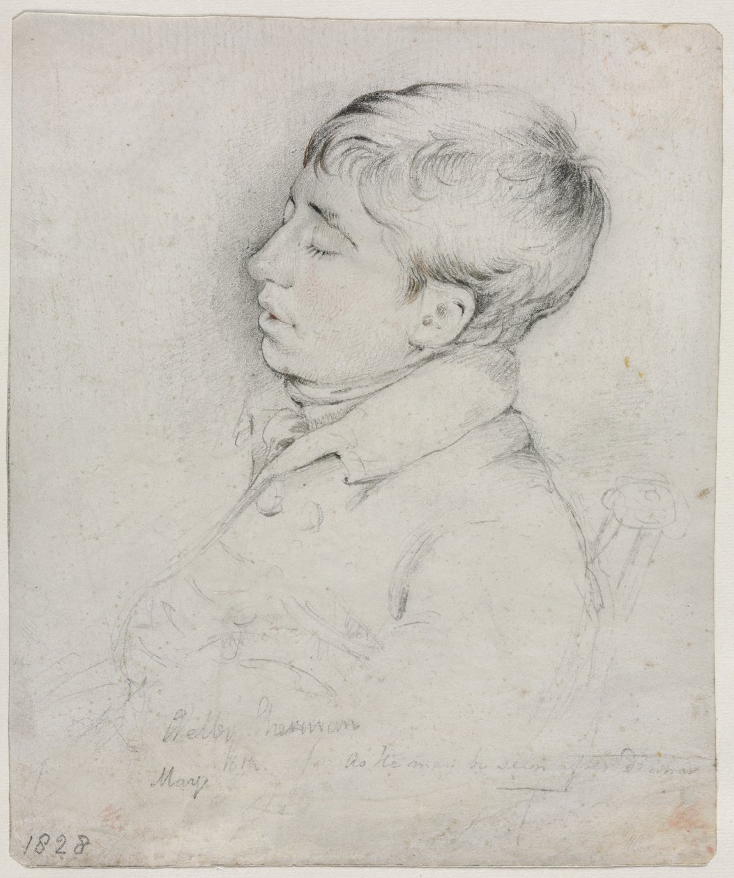 Et portrett av Welby Sherman sover i en stol, 1828. av George Richmond