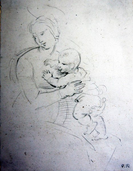 En mor og hennes barn - studie for de gamle av George Richmond