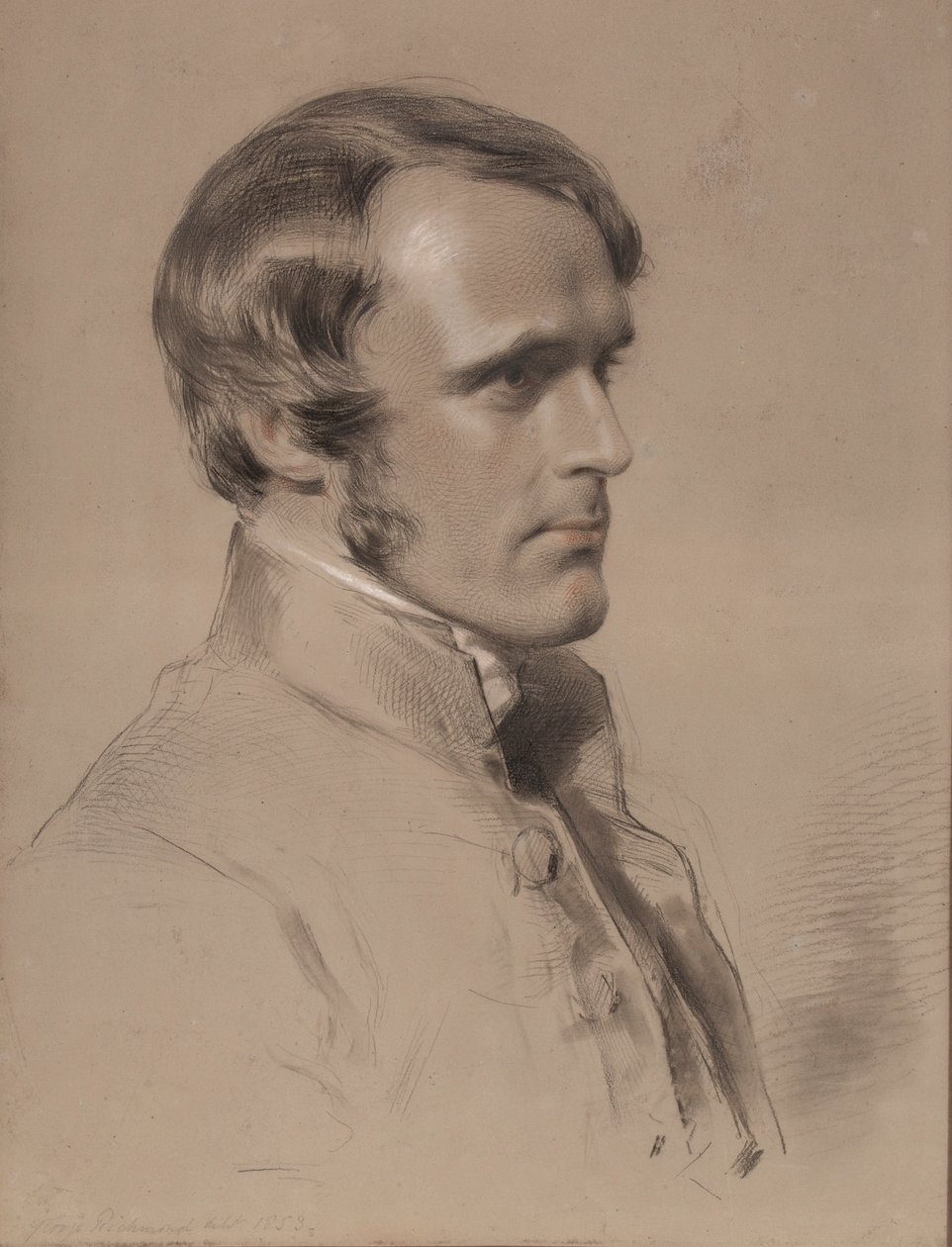 Rev. John Jackson, 1853 (svart, rødt og hvitt kritt på papir) av George Richmond